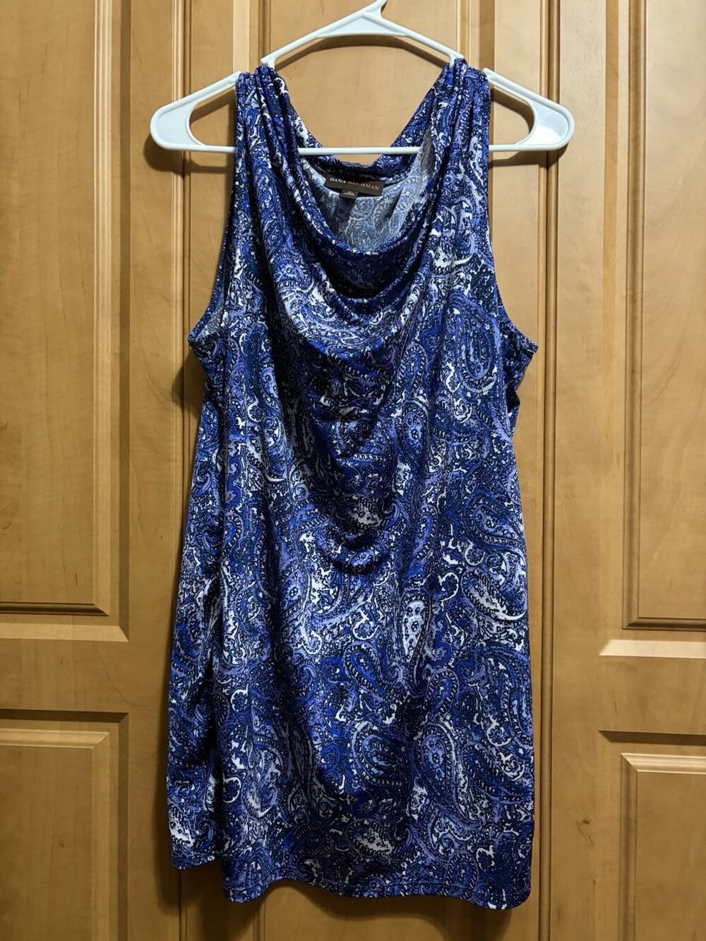Dana Buchman Sleeveless Top Women XL Paisley Print Stretch Purple Blue